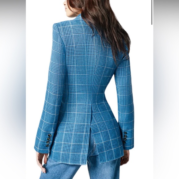 Smythe Birkin Blazer in Blue Plaid Print Size 6 - Picture 2 of 13